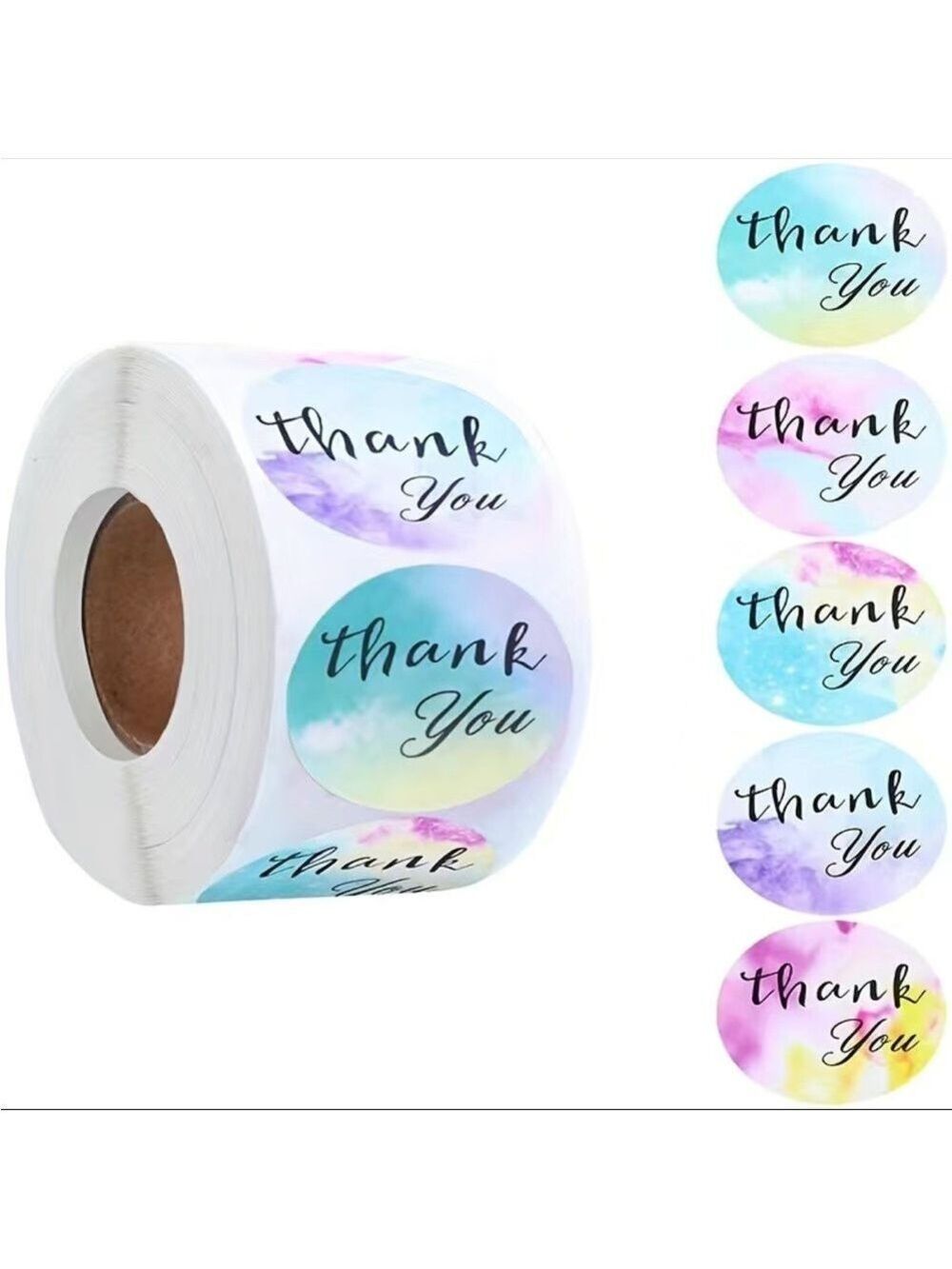 500 1”  Roll Rainbow Watercolor Sky Thank You Stickers PRICE IS FIRM